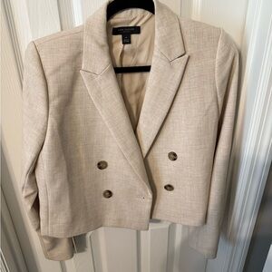 Ann Taylor Women's Beige Double-Breasted Blazer